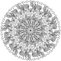 overladen mandala met Pauw veren, meditatief kleur bladzijde in de vorm van een fantasie cirkel met patronen vector