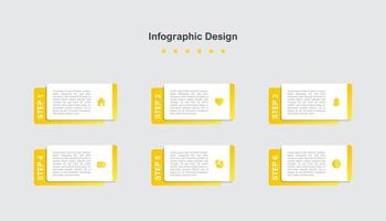 zes stappen oranje abstract bedrijf infographic sjabloon vector