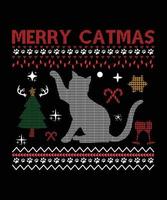 Kerstmis kat wijn t-shirt ontwerp vector
