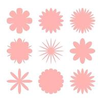 reeks van roze bloem silhouet vector illustratie