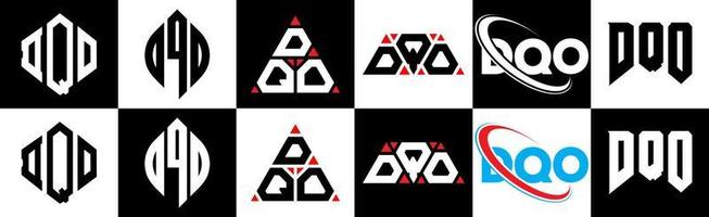 dqo brief logo ontwerp in zes stijl. dqo veelhoek, cirkel, driehoek, zeshoek, vlak en gemakkelijk stijl met zwart en wit kleur variatie brief logo reeks in een tekengebied. dqo minimalistische en klassiek logo vector