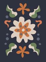 groet kaart met retro bloemen vector