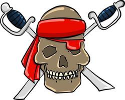piraat schedel met Zwaarden , illustratie, vector Aan wit achtergrond
