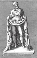 priapus beeldhouwwerk, anoniem, 1584, wijnoogst illustratie. vector