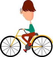 jongen Aan fiets, illustratie, vector Aan wit achtergrond.