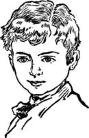 een gezicht van een jong jongen, wijnoogst gravure. vector