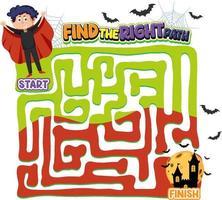 doolhof spel sjabloon in halloween thema voor kinderen vector