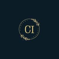 eerste ci schoonheid monogram en elegant logo ontwerp, handschrift logo van eerste handtekening, bruiloft, mode, bloemen en botanisch met creatief sjabloon. vector
