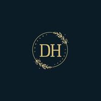 eerste dh schoonheid monogram en elegant logo ontwerp, handschrift logo van eerste handtekening, bruiloft, mode, bloemen en botanisch met creatief sjabloon. vector