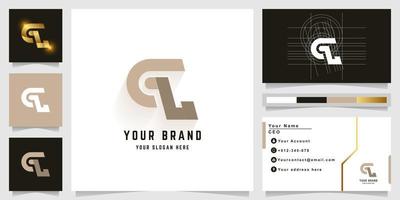 brief cl of gl monogram logo met bedrijf kaart ontwerp vector