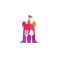 voedsel kasteel logo sjabloon. fort en voedsel teken combinatie logo concept vector