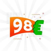 98 euro valuta vector tekst symbool. 98 euro Europese unie geld voorraad vector