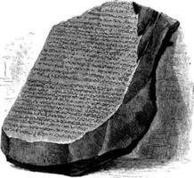 Rosetta steen, vol visie of quackenbos, wijnoogst gravure. vector