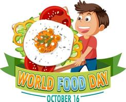 wereld voedsel dag tekst met voedsel elementen vector