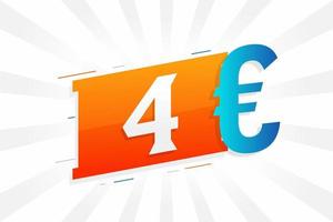 4 euro valuta vector tekst symbool. 4 euro Europese unie geld voorraad vector
