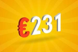 231 euro valuta 3d vector tekst symbool. 3d 231 euro Europese unie geld voorraad vector