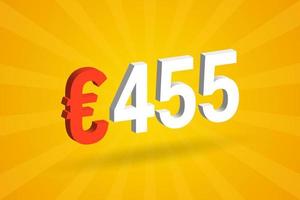 455 euro valuta 3d vector tekst symbool. 3d 455 euro Europese unie geld voorraad vector