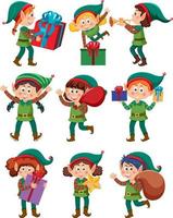 Kerstmis elfen tekenfilm tekens reeks vector