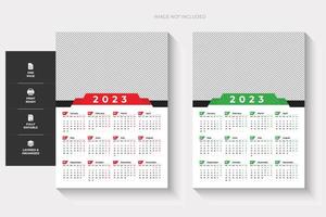 2023 een bladzijde muur kalender, twee kleurrijk en, creatief ontwerp vector