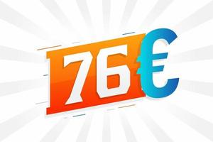 76 euro valuta vector tekst symbool. 76 euro Europese unie geld voorraad vector