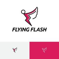 vliegend flash engel vleugel donder macht energie logo vector