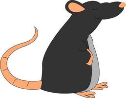 dik zwart Rat, illustratie, vector Aan wit achtergrond.