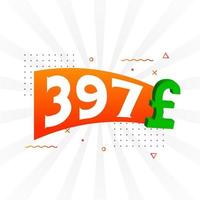 397 pond valuta vector tekst symbool. 397 Brits pond geld voorraad vector