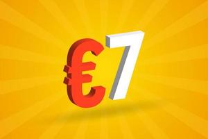7 euro valuta 3d vector tekst symbool. 3d 7 euro Europese unie geld voorraad vector