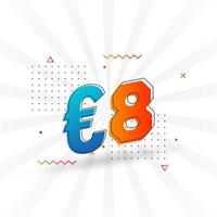 8 euro valuta vector tekst symbool. 8 euro Europese unie geld voorraad vector