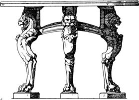 driebenig tafel trapezoforon, wijnoogst illustratie. vector