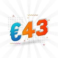 43 euro valuta vector tekst symbool. 43 euro Europese unie geld voorraad vector