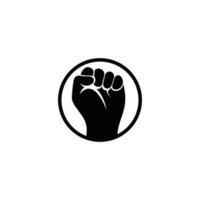 vuist hand- macht logo. protest sterk vuist verheven strijd logo vector