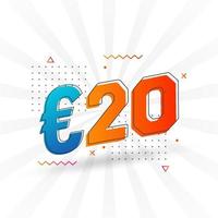 20 euro valuta vector tekst symbool. 20 euro Europese unie geld voorraad vector