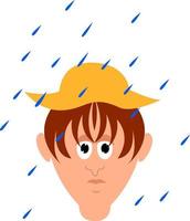 Mens Aan regenen, illustratie, vector Aan wit achtergrond.