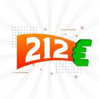 212 euro valuta vector tekst symbool. 212 euro Europese unie geld voorraad vector