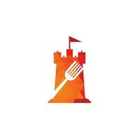 voedsel kasteel logo sjabloon. fort en voedsel teken combinatie logo concept vector