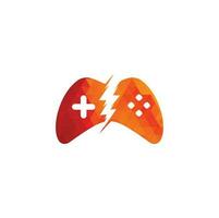 donder spel logo, spel controle met bliksem icoon logo vector