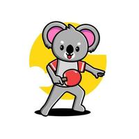 schattig koala spelen tafel tennis vector