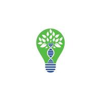 dna boom lamp vorm concept vector logo ontwerp. dna genetisch icoon. dna met groen bladeren vector logo ontwerp.