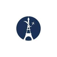 Frankrijk reizen logo. Parijs eiffel toren met vlak voor reizen logo ontwerp vector