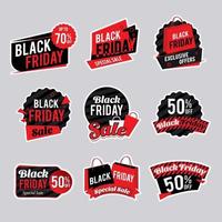 zwarte vrijdag verkoop sticker collectie vector