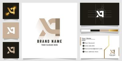 brief xq of xa monogram logo met bedrijf kaart ontwerp vector