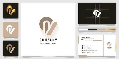 brief qv of CV monogram logo met bedrijf kaart ontwerp vector