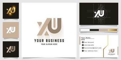 brief xu of xnu monogram logo met bedrijf kaart ontwerp vector