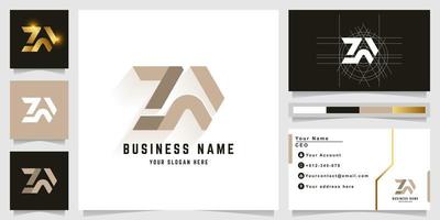 brief zw of zn monogram logo met bedrijf kaart ontwerp vector