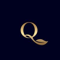 goud logo q met blad vector
