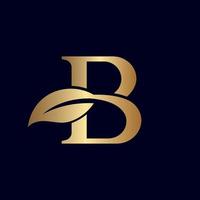 goud logo b met blad vector