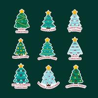 kerstboom stickers set vector