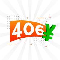 406 yuan Chinese valuta vector tekst symbool. 406 yen Japans valuta geld voorraad vector