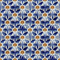 illustratie grafisch van Portugees azulejo patroon met porselein bloem keramisch bloemen naadloos perfect voor scrapbooken, behang, web achtergrond vector